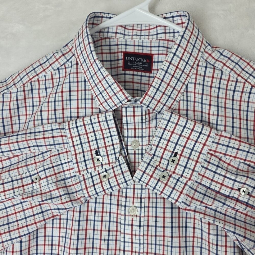 UNTUCKit Button Up Shirt Mens XLarge Red Plaid Long Sleeve 100% Cotton Egan WF